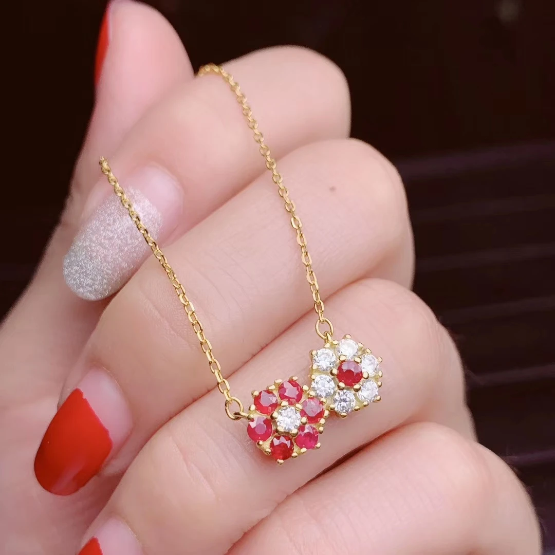 exquisite red ruby gemstone necklace women silver jewelry natural gem 925 sterling silver birthday gift gem color perfect fit