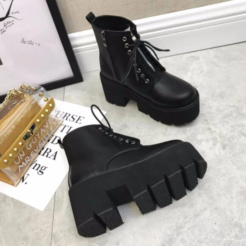 Сапоги в стиле панк bottes femmes Chaussures обувь на платформе пикантные женские ботильоны