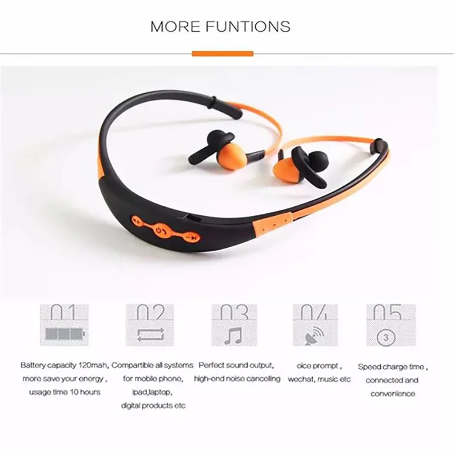 Wireless bluetooth headset stereo headset neck mounted sports bluetooth headset 4 1 one for two stereo music headset BT 54