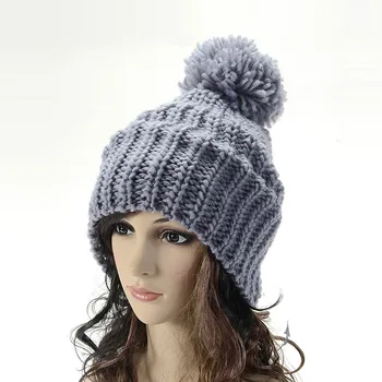 

Woman's Lovely Hat Lady's Winter Hats Big Pom Pom Sweater Beanie Baggy Lazy Cap Warm Beanies Solid Knit Weaving Long Hats Caps