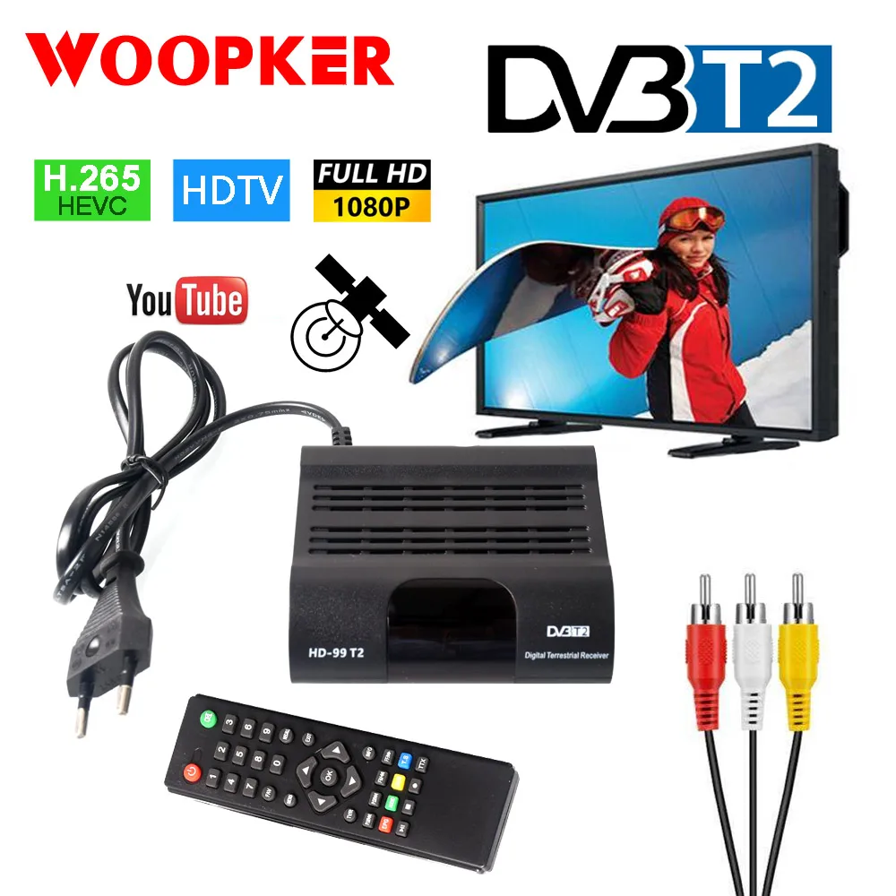 DVB T2 HD 99 Бесплатная цифровой ТВ Box 1080P спутниковый приемник DVBT2 тюнер Dvb t2 H.265 Youtube IPTV