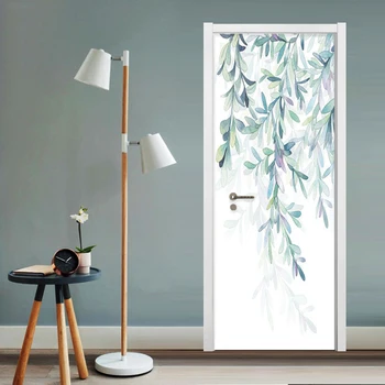 

Nordic Style Modern Simple Leaves Wallpaper 3D Living Room Bedroom Door Sticker Creative Home Decor Wall Murals Papel De Parede