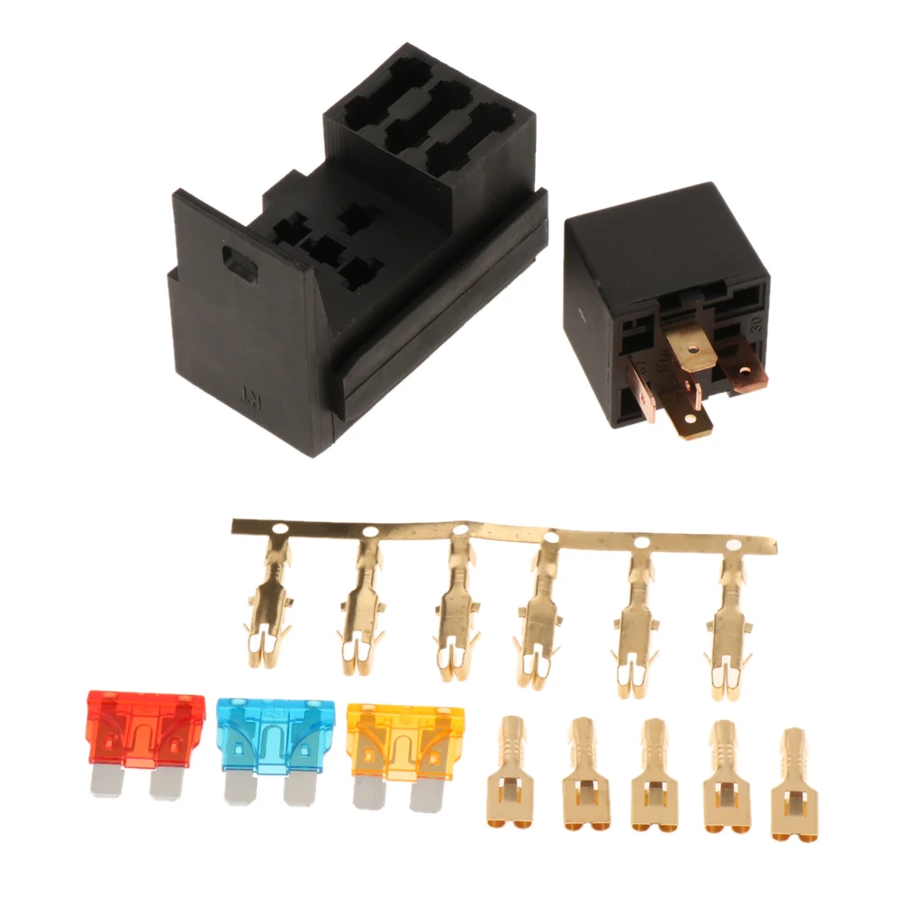 Automotive Marine RV Boat Fuse Relay Holder 4-Slot Relay Box 1 3 Fuses Automotive Fuse Box Holder Socket
