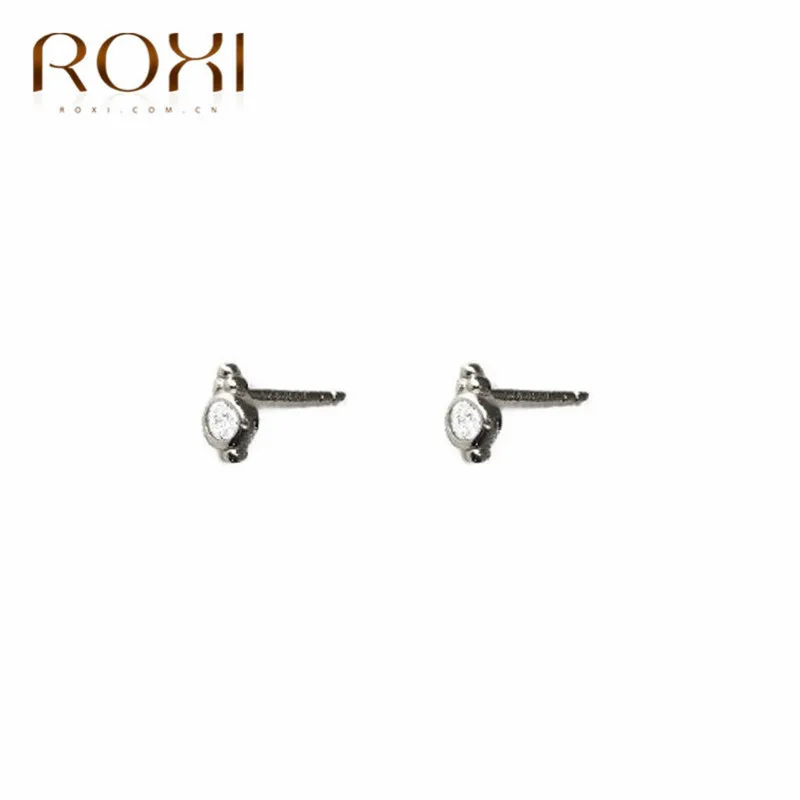 ROXI CZ AAA циркониевые хрустальные маленькие серьги-гвоздики свадебные серьги из стерлингового серебра 925 пробы для женщин минималистичные серьги, ювелирные изделия