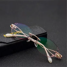 Женская безвинтовая Восьмигранная рамка без оправы, со стразами, отделанные корейскими очками