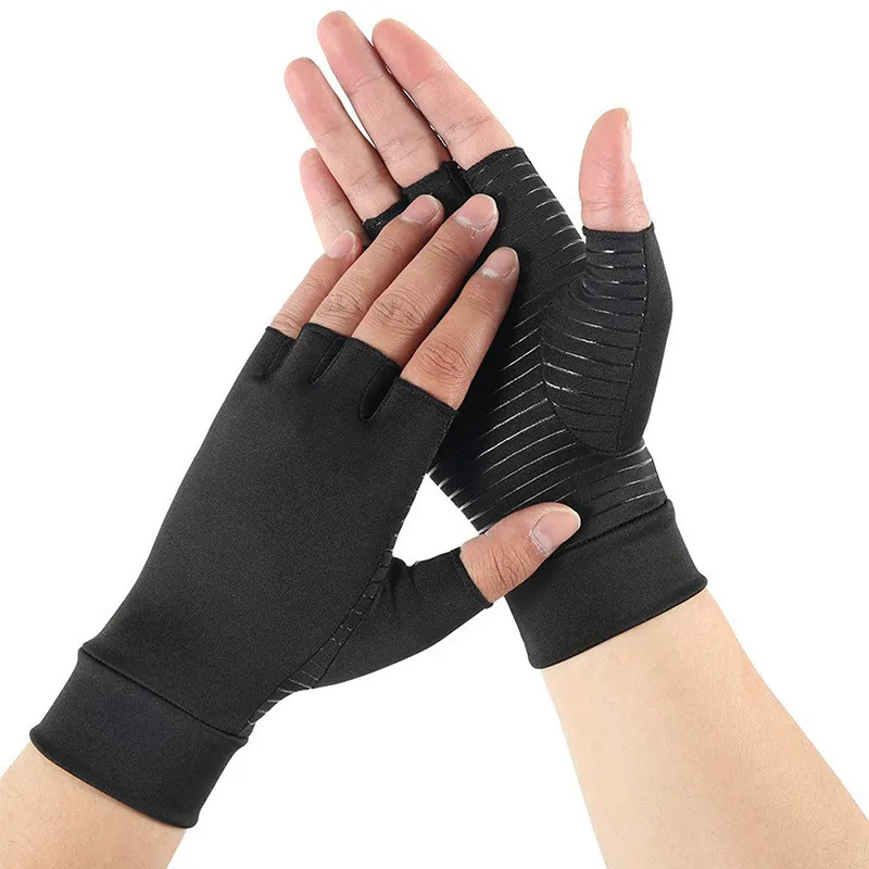 Black1 YELITE, 1 пара, компрессионные перчатки при артрите, поддержка запястья, хлопок, облегчение боли в суставах, бандаж для рук, женский, мужской, терапевтический браслет - Цвет: Black1