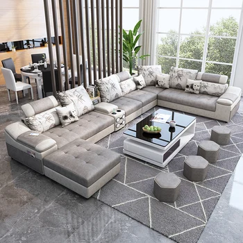 

Living room furniture fabric leather sofa with coffee table speaker диван