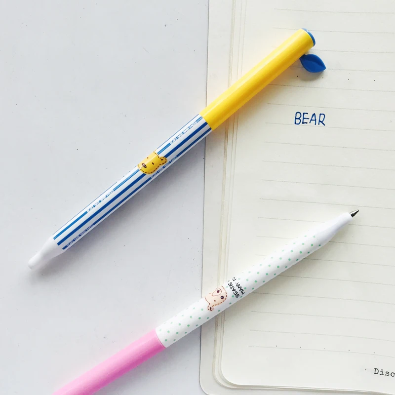 3 шт./лот 0,5 мм синие чернила каваи медведь лицо гелевая ручка роллербол ручка студенческий канцелярский школьный офисный поставка