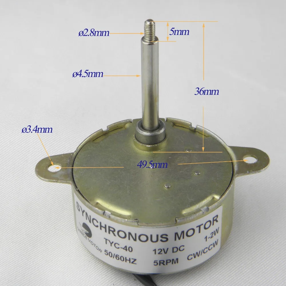 Группа AC Вход 100 V-220 V выход DC12V источник питания TYC40 DC 12V 5RPM Синхронный двигатель для рождественских деревьев