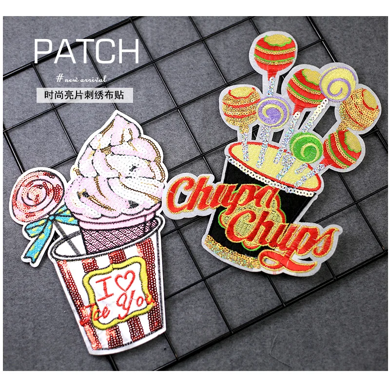 

Sequined Patch on Clothes Large Bead Embroidery Iron on Sticker Sew on Appliqe Patches for Clothing Stripe Badge Garment