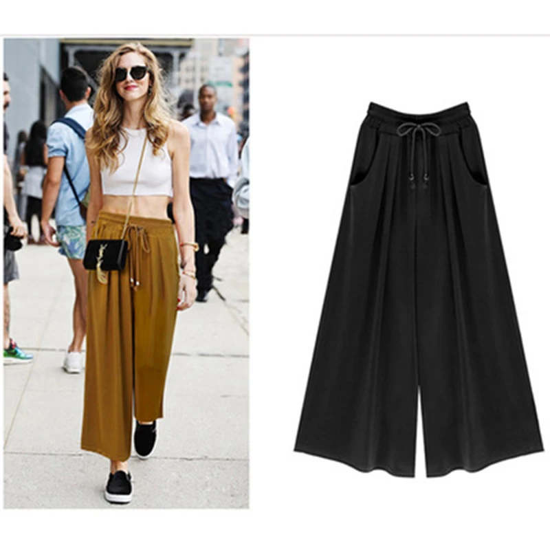 

New 2019 autumn pants European and American large size nine points casual pants wild loose wide leg pants