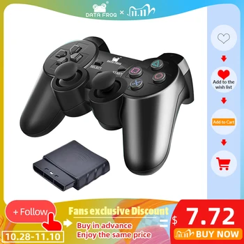

Data Frog Wilreless Gamepad With Handle Receiver 2.4GHz Controller Joystick Joypad For Sony Playstation PS2 High Quality