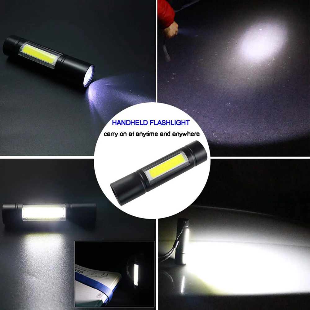 Перезаряжаемый USB фонарик 3 режима освещения COB + XPE светодиодный мини