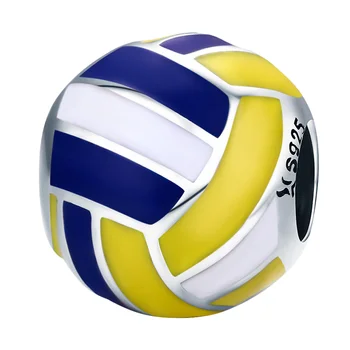 

Volleyball Shaped Bead DIY String Beads Creative Loose Beads DIY Accessories (White, Yellow and Blue)