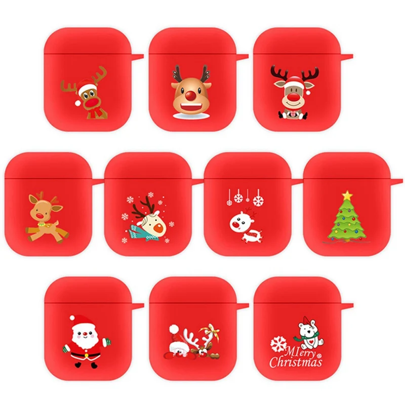 

Cartoon Christmas Elements Silicone Case Earphones For Apple Airpods Bluetooth Wireless Earphone Protective Skin Cover Box