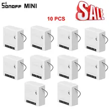 Дешевые SONOFF Мини DIY WiFi умный переключатель Малый корпус 10A 2 способа синхронизации света выключатели модуль дистанционного управления работает с Alexa Itead