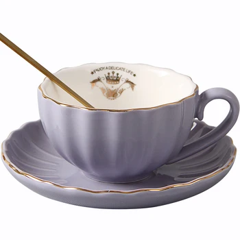 

Painted Ceramic Coffee Cup Saucer Set Royal Porcelain Hand Espresso Cups Creative with Spoon Tazas De Cafe Breakfast Cup E6