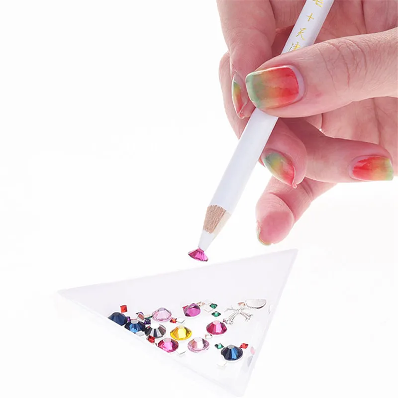 

1pcs Wood Handle Nail Art Dotting Pen Adsorb Rhinestones Gems Decorations Stick on Nail Manicure Design Tools Nail Art Decoratio