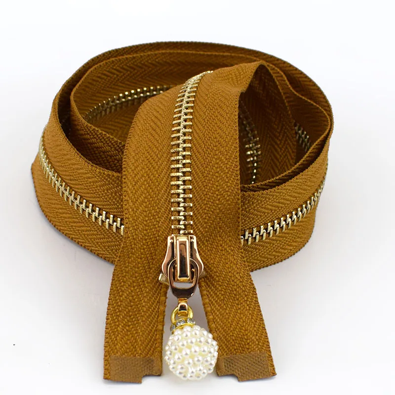 Brown 1/2 шт 5# металлическая молния Длина золотые зубы открытый конец 85 см молния для пуховика пальто швейная одежда DIY аксессуары ручной работы ZA241 - Цвет: Brown
