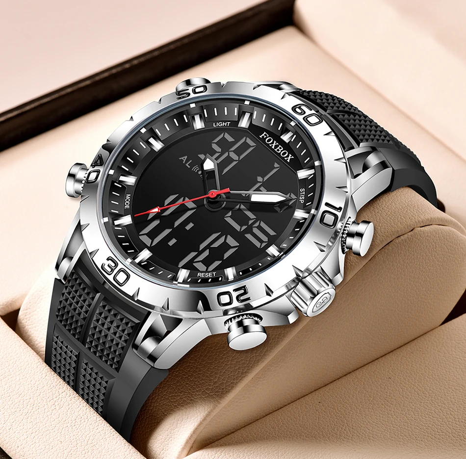 2022 LIGE New Men Watch Dual Display Sports 30M Waterproof Digital Watches Wristwatch Quartz Watch for Men Relogio Masculino+Box