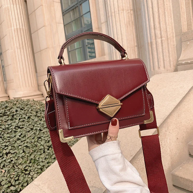 

2020 Small Bag Women's New Style CHIC WOMEN'S Bag Korean-style Spring bai da xiao Square Bag Handbag Wide-Strap Shoulder Bag