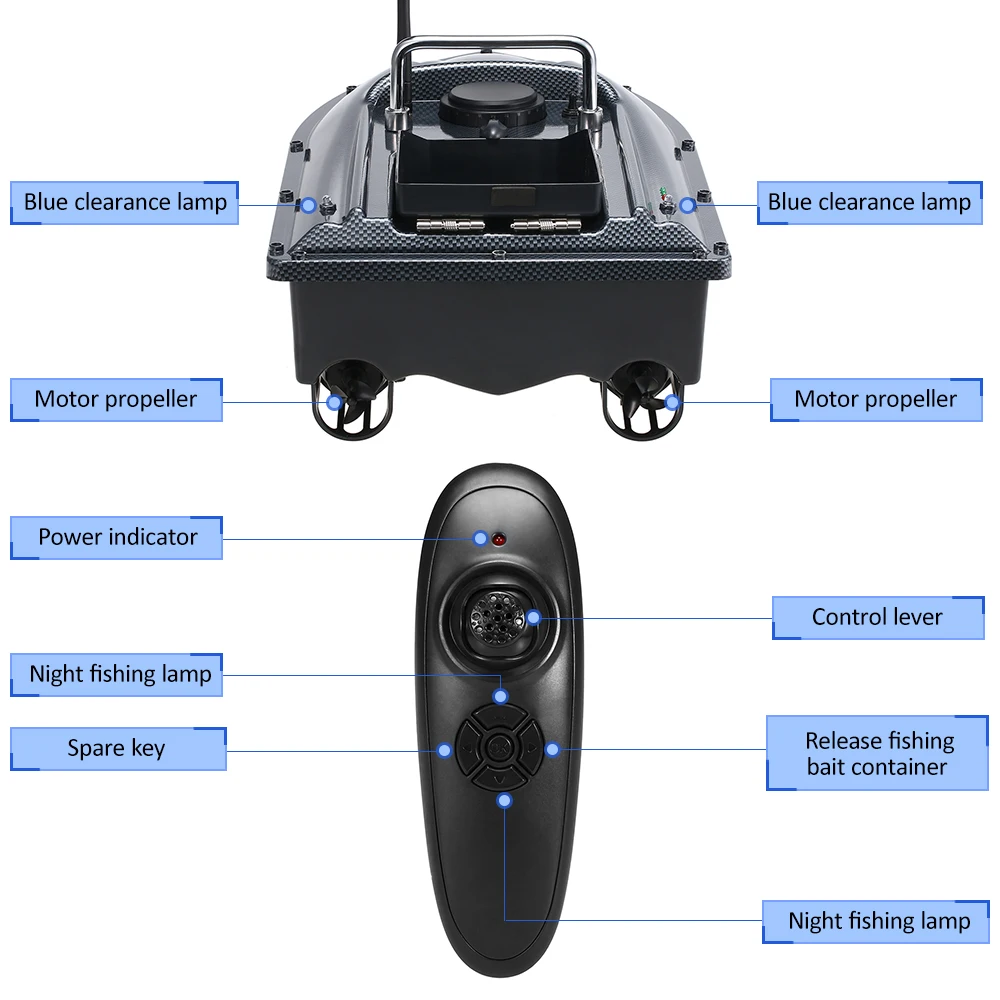 Wireless Remote Control Fishing Feeder Smart Fishing Bait Boat Toy RC Fishing Boat 540 Yards Remote Range UK/EU/US Plug