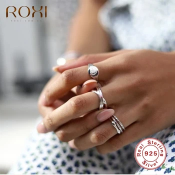 

ROXI Minimalism Glossy Wave Silver 925 Ring for Women Men Wedding Engagement Ring 925 Sterling Silver Finger Rings Bague Jewerly