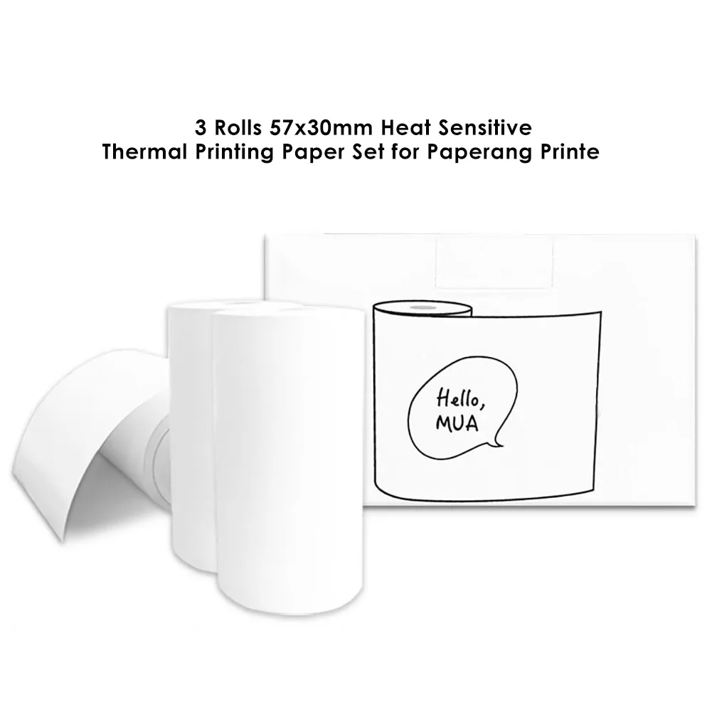3 Rolls 57x30mm Practical Heat Sensitive Thermal Printing Paper Set for Paperang Printer Durable Supplies & School Supplies