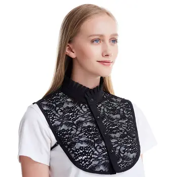 

Women Shirt Lace Fake Collar Detachable False Lotus Leaf Stand-up Collar Lapel LX9E