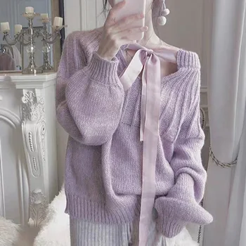 

2020 Autumn Winter New Knitted Sweater Women Fashion Both Sides Wear Japanese Female Sweater Loose Outside Knitted Sweaters