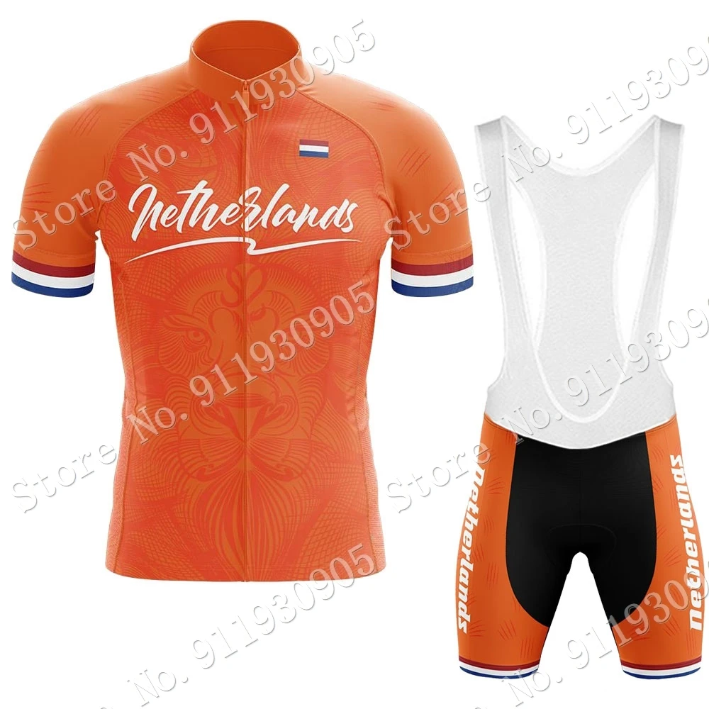Suit Netherlands Team 2021 Cycling Jersey Set Men Summer Clothing Road