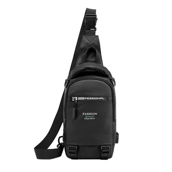 

Men's Letter USB Charging Chest Bag Large Capacity Multi-Function Shoulder Bag Interface Shoulder Messenger Bag Bolsa Mujer