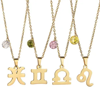 

Customized Fashion Personalized Twelve Constellation Birthday Stone Pendants Titanium Steel Female Clavicle Chain Accessories
