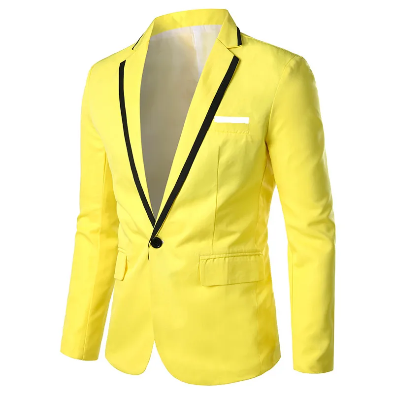 yellow Хороший мужской пиджак VogueSlim Fit для свадебной вечеринки, мужской костюм, пальто, плюс размер 5XL, Модный деловой костюм, куртка, бренд - Цвет: yellow