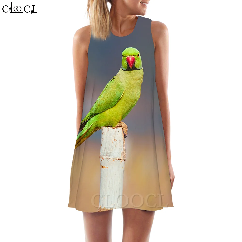 CLOOCL Women Tank Top Dress Beautiful Macaw 3D Printed Parrot Printed Dress Short Vest Daughter Clothing Sleeveless Street Dress party dresses Dresses