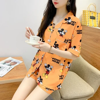 

2020women Pajamas Sets Autumn DhortSleeve Thin Print Cute Sleepwear Big Girl Pijamas Mujer Leisure Student Pyjamas Set Wholesale