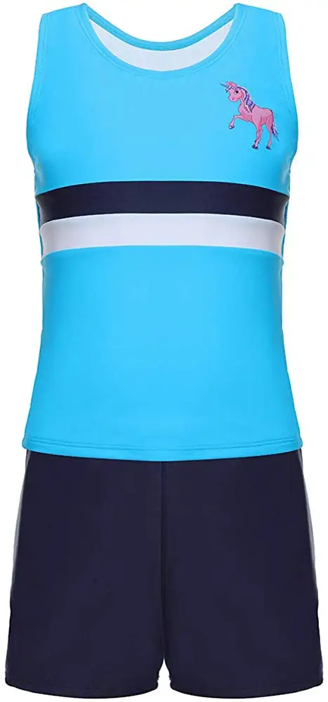 

MAICO Kids Two Pieces Swimsuits Set Short Sleeves Swimwear Boys Girls Bathing Suit Rash Guard Sets UPF 50+ Swimming Beach Wear