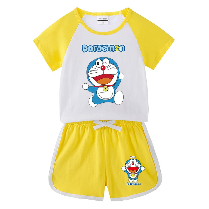 Smart home co LTD Doraemon Toddlers Kids Short Sleeve T-Shirts and Shorts Cartoon Short Sleeve Clothes Set