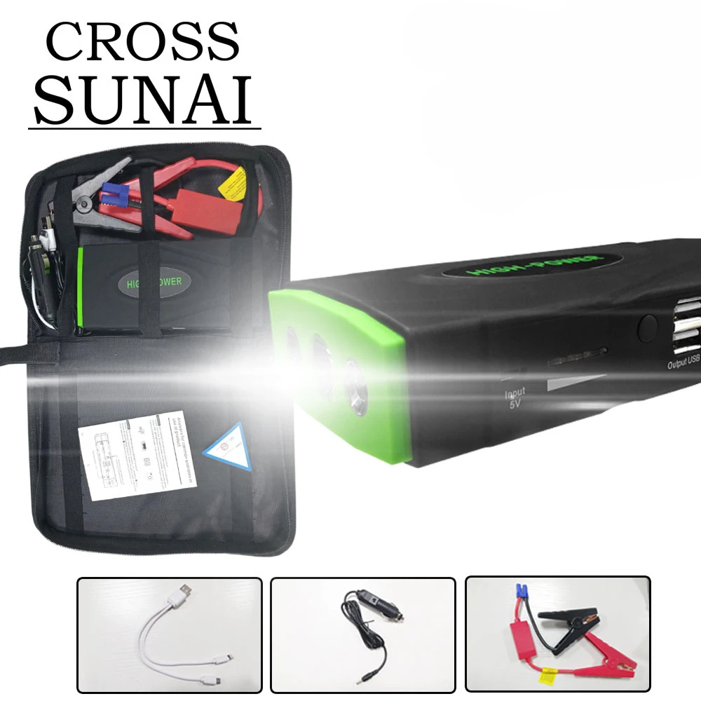 Online Cargador de batería para coche, cargador de batería de coche, batería de arranque de alta capacidad, arrancador de coche portátil 600A, 12 V, 16800 mAh