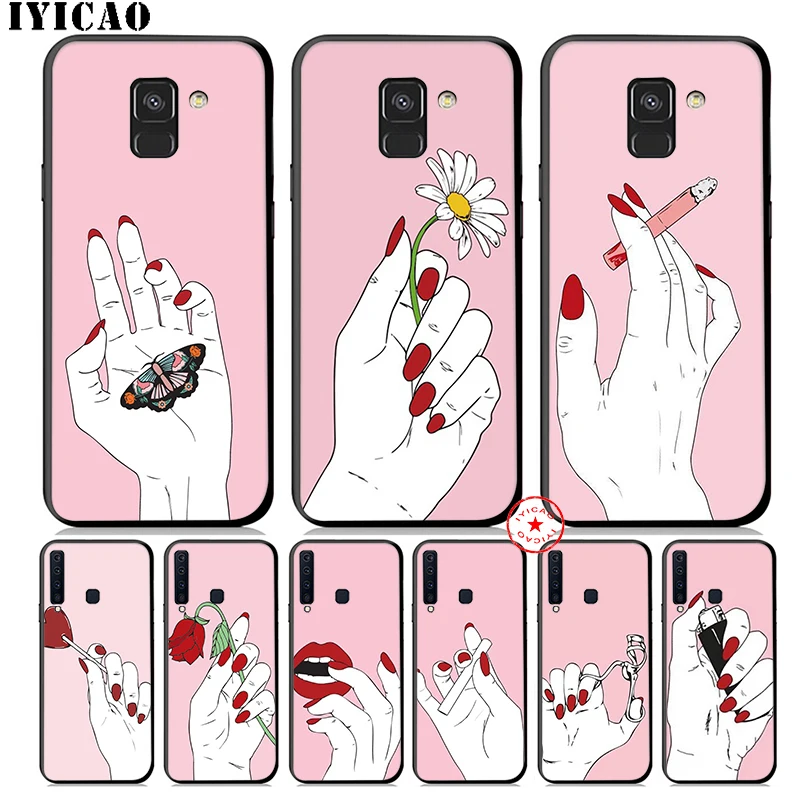 IYICAO розовый ручной дым мягкий чехол для телефона samsung Galaxy A9 A8 A7 J6 A6 Plus 2018 A5 A3 2016 2017