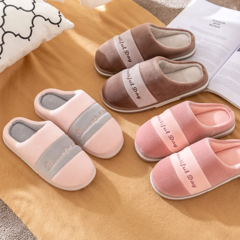 

[Indoor-] Cotton Anti-slip Winter Thick Bottomed Men Warm Slipper Home Household Couples Women's Winter Men's Large Size