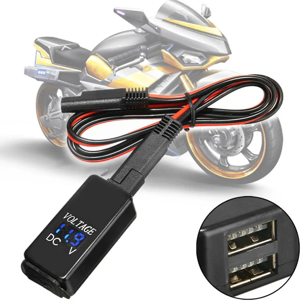 

Motorcycle Waterproof Dual USB Ports SAE to USB Cable Adaptor Phone Charger