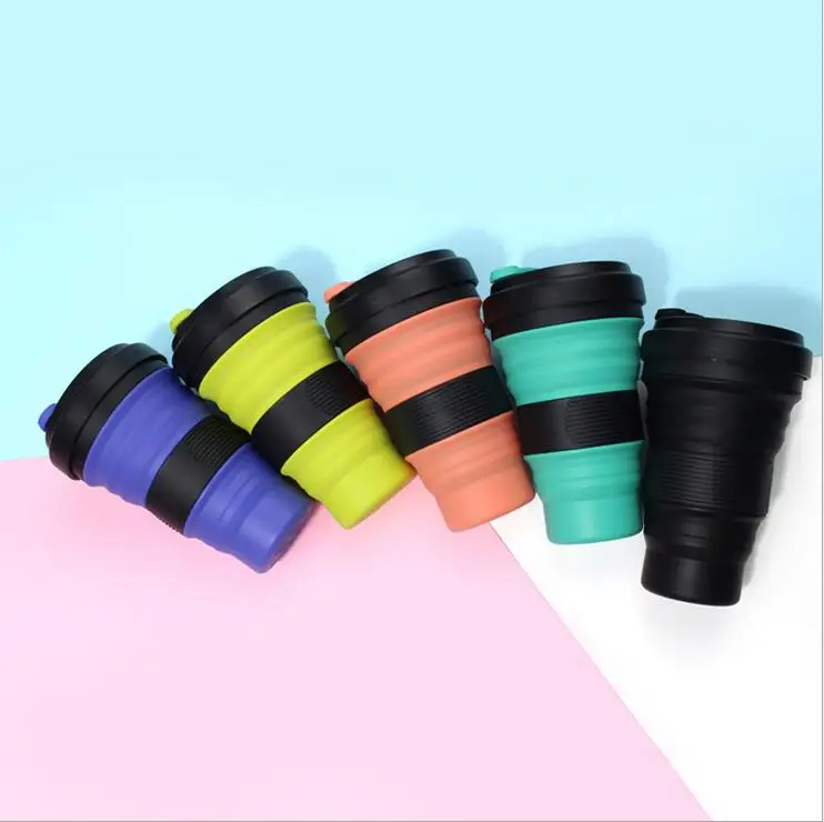 

550ML Travel Cup Coffee Cup With Lid Retractable Folding cups Telescopic Collapsible Coffee Cups Outdoor Sport Water Cup