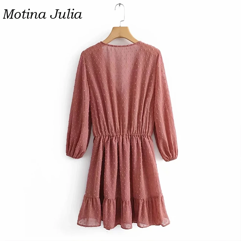 Motina Julia осенний шифоновый жаккардовый комбинезон, женский комбинезон с v-образным вырезом и рюшами, короткий комбинезон