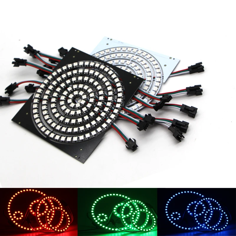 

Светодиодный кольцевой светильник 5050 RGB WS2812B SK6812, кольцевой индивидуально адресуемый пиксельный светильник s 8/16/24/35/45, светодиодный встроенный модуль ИС