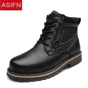 

ASIFN Winter Snow Boots Men Warm Fur Genuine Leather Man Shoes Top Quality Male Snow Boots Waterproof Chaussures