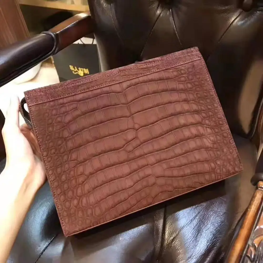 

2019 Newly Design Top quality genuine real crocodile suede skin big size men clutch purse wallet with cow skin lining zipper closure