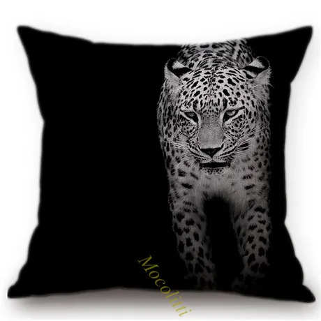 Black Zebra Portrait Pattern Square Cushion Cover Africa Animal Giraffe Tiger Lion Owl Decoration Office Sofa Throw Pillow Cases K257-3