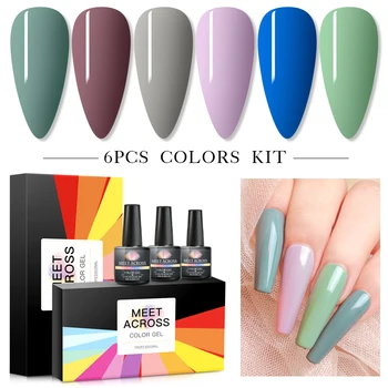

MEET ACROSSGel Varnish Nail Polish Set Hybrid All For Manicure 8ML Colors Semi Permanant UV Nail Art Primer Gel Varnish
