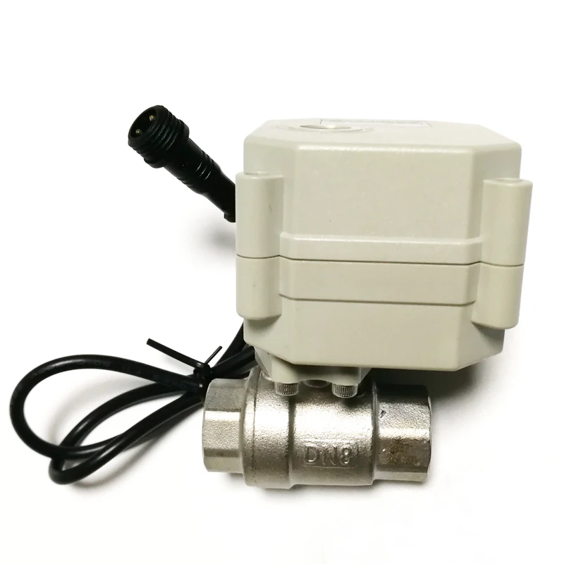 Water leak protector with SS304 DN8 electric valve, drive by battery for 2 years,intellegent water leak alarm DC3V